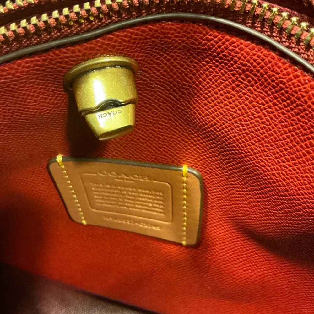 Coach Brown and Red Signature Shoulder Bag - Picture 8 of 10